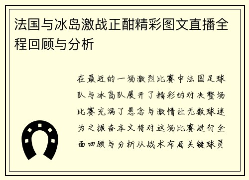 法国与冰岛激战正酣精彩图文直播全程回顾与分析